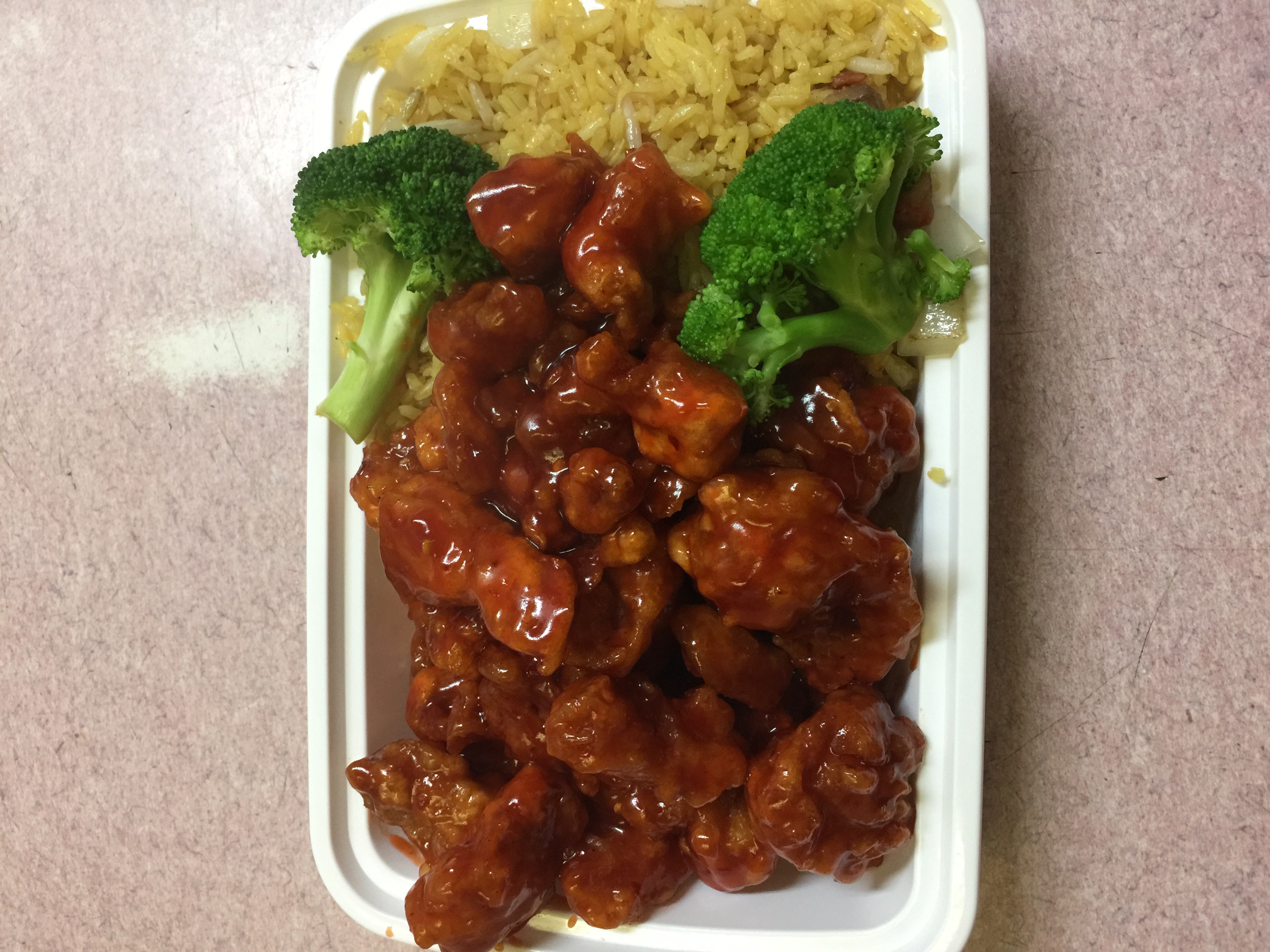 Order C7. General Tso's Chicken Combination Platter food online from China Wok store, Harrison on bringmethat.com