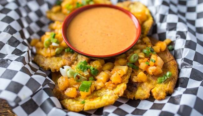 Order Tostones (Curry Aioli) food online from Saucy Porka store, Chicago on bringmethat.com