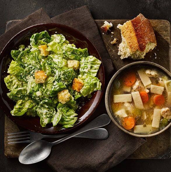 Order Caesar Salad & Homestyle Chicken Noodle Soup food online from Panera store, La Plata on bringmethat.com