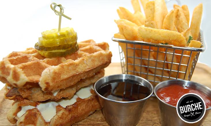 Order Fried Chicken & Waffle Burger food online from Burche Burgers store, Bonney Lake on bringmethat.com