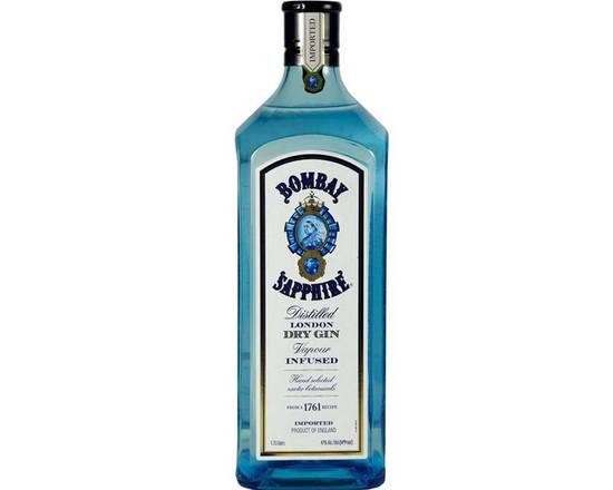 Order Bombay Sapphire, 750mL gin (47.0% ABV) food online from Luckys Liquor store, Los Angeles on bringmethat.com