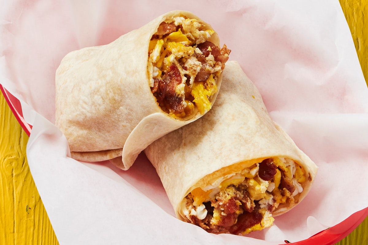 Order Bacon, Egg, & Cheese Burrito food online from Fuzzys Taco Shop store, Arlington on bringmethat.com