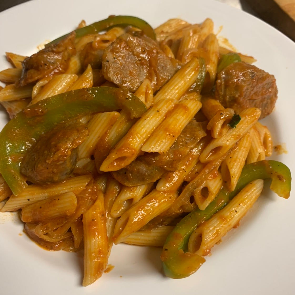 Order Penne with Sausage & Pepper - Pasta food online from Taste of Italy Pizzeria store, Corona on bringmethat.com