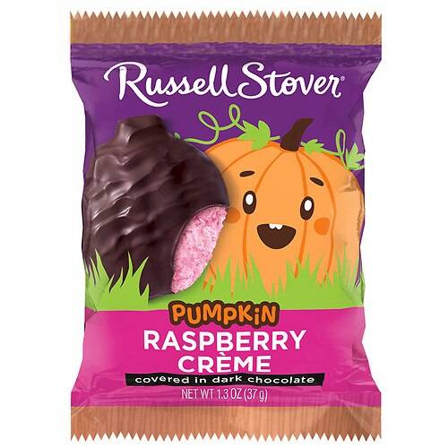 Order Russell Stover Halloween Raspberry Creme Chocolate Pumpkin Raspberry Creme Covered in Dark Chocolate - 1.3 oz food online from Walgreens store, Newark on bringmethat.com