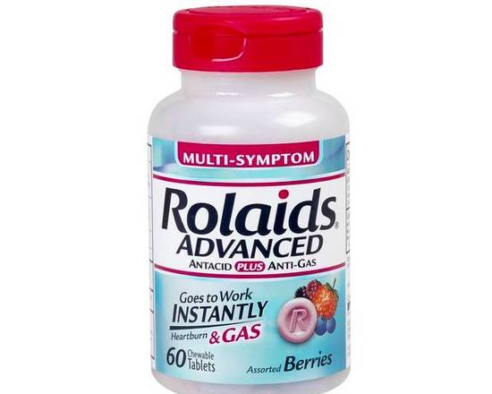 Order Rolaids Advanced Multi-Symptom Assorted Berries 60 ct food online from McLean Ave Pharmacy store, Yonkers on bringmethat.com