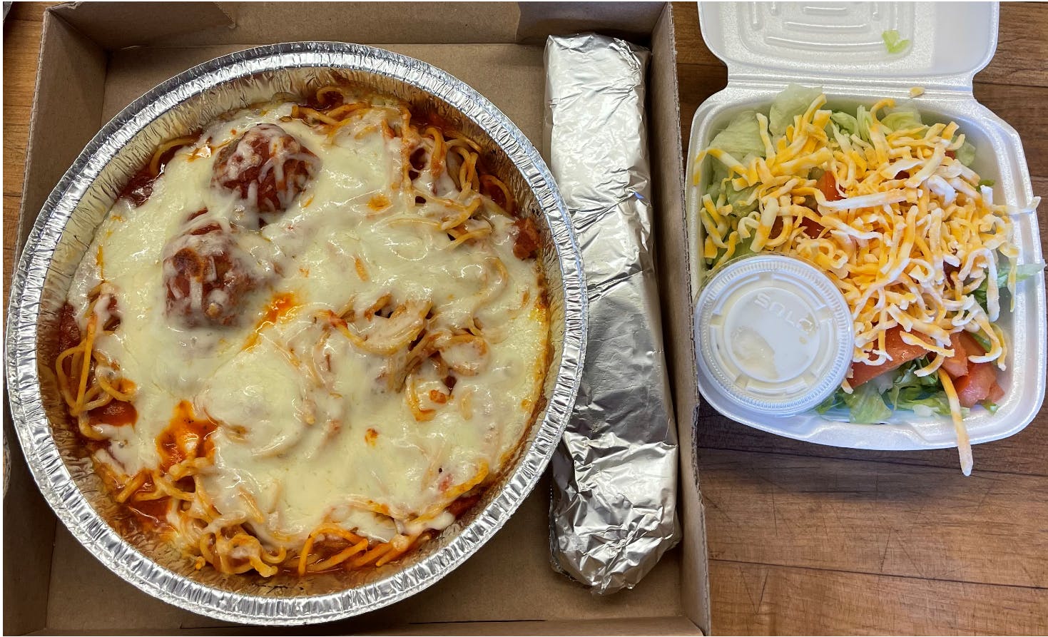 Order Baked Spaghetti with Two Meatballs - Pasta food online from Big D Pizza store, Clyde on bringmethat.com