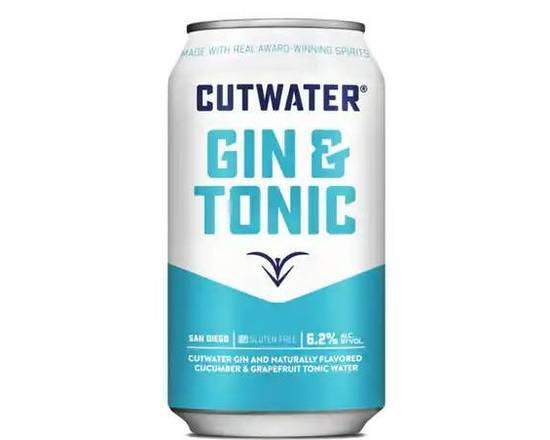 Order Cutwater Gin & Tonic, 4pk-12oz can (6.2% ABV) food online from Tenderloin Liquor store, San Francisco on bringmethat.com