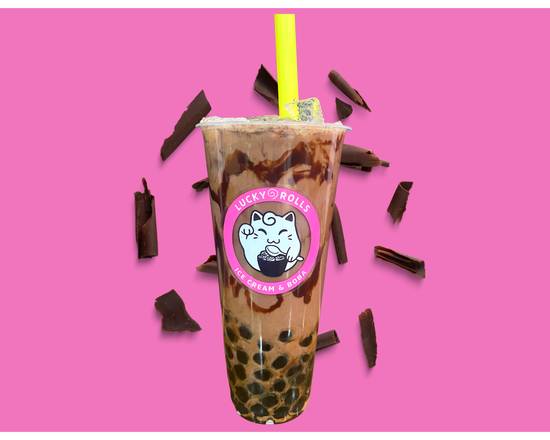 Order Chocolate Boba Milk Tea food online from Lucky Rolls Cafe store, Englewood on bringmethat.com