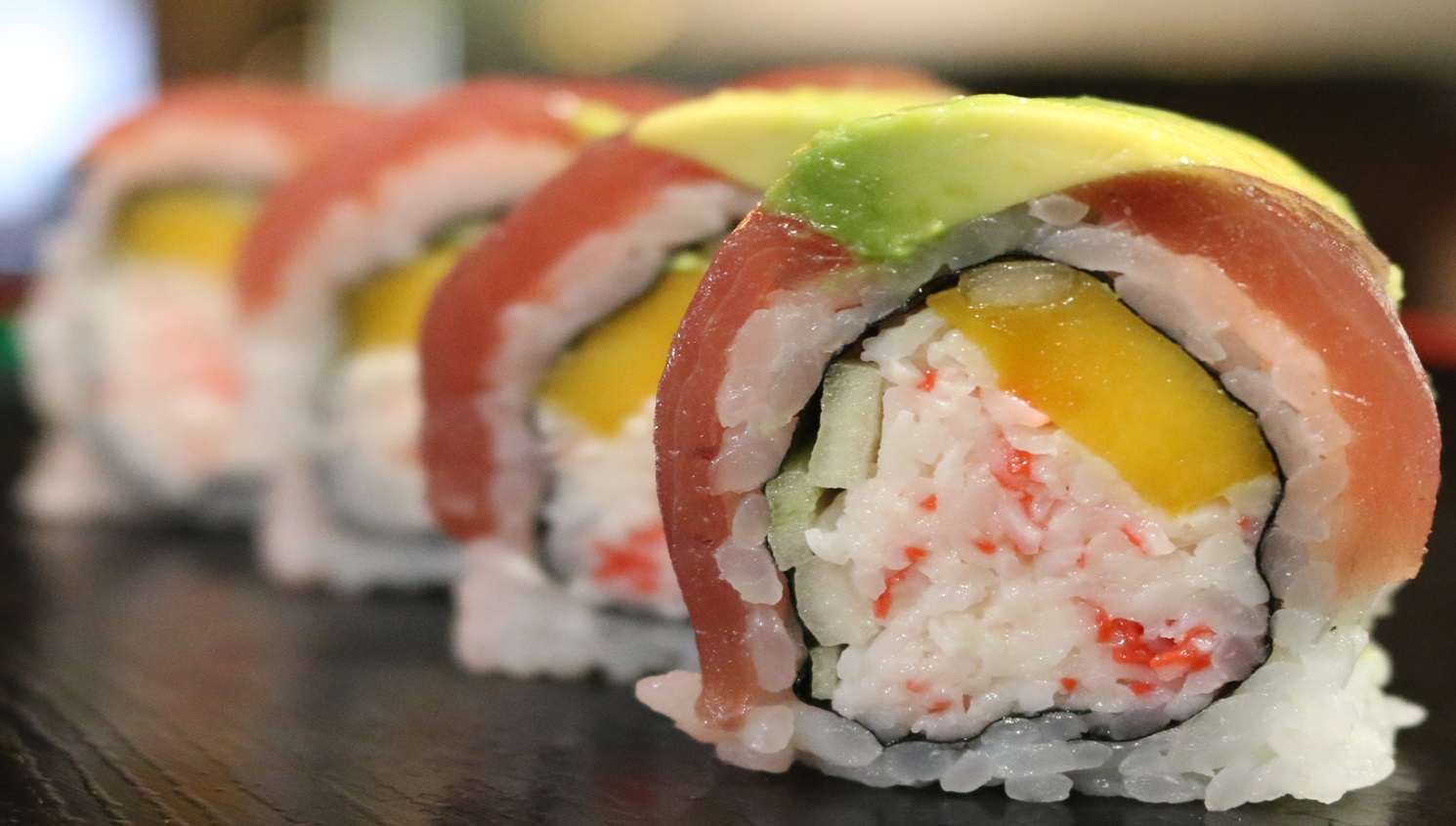 Order Flaming Mango Roll food online from Kaze Sushi & Hibachi store, Mesquite on bringmethat.com