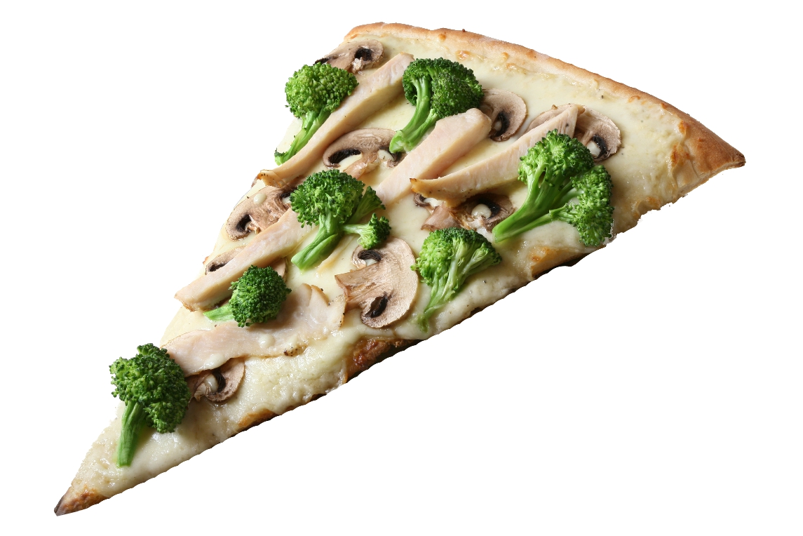 Order Alfredo with Chicken Slice food online from Big Mama's and Papa's Pizzeria store, Granada Hills on bringmethat.com
