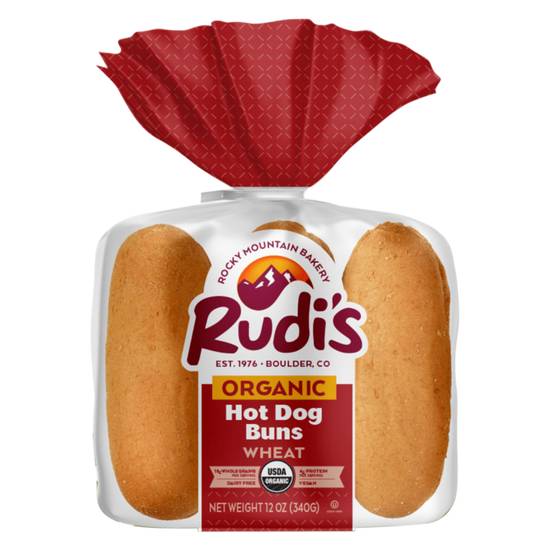 Order Rudi's Organic Wheat Hot Dog Buns 6ct 12oz, Frozen food online from Drinks At Your Door by Gopuff store, Santa Maria on bringmethat.com