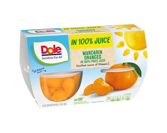 Order Dole · Mandarin Oranges in 100% Fruit Juice Cups (4 x 4 oz) food online from ACME Markets store, Norristown on bringmethat.com