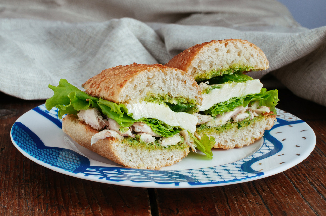 Order Pesto Chicken Sandwich food online from Cafe Lambretta store, San Francisco on bringmethat.com