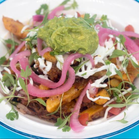 Order Cochinita Fries food online from Fit Tacos Meal Prep & Catering store, San Diego on bringmethat.com
