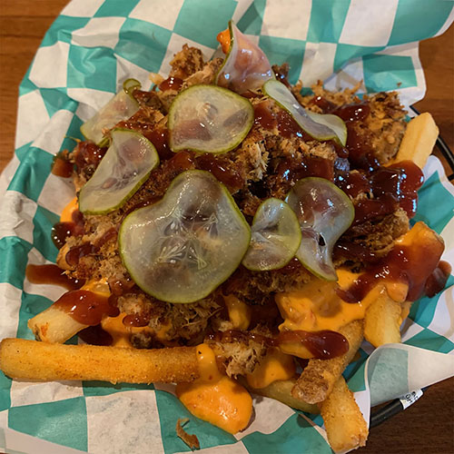 Order Smoked Pork & Pimento Cheese Fries food online from The Woodford Club store, Versailles on bringmethat.com