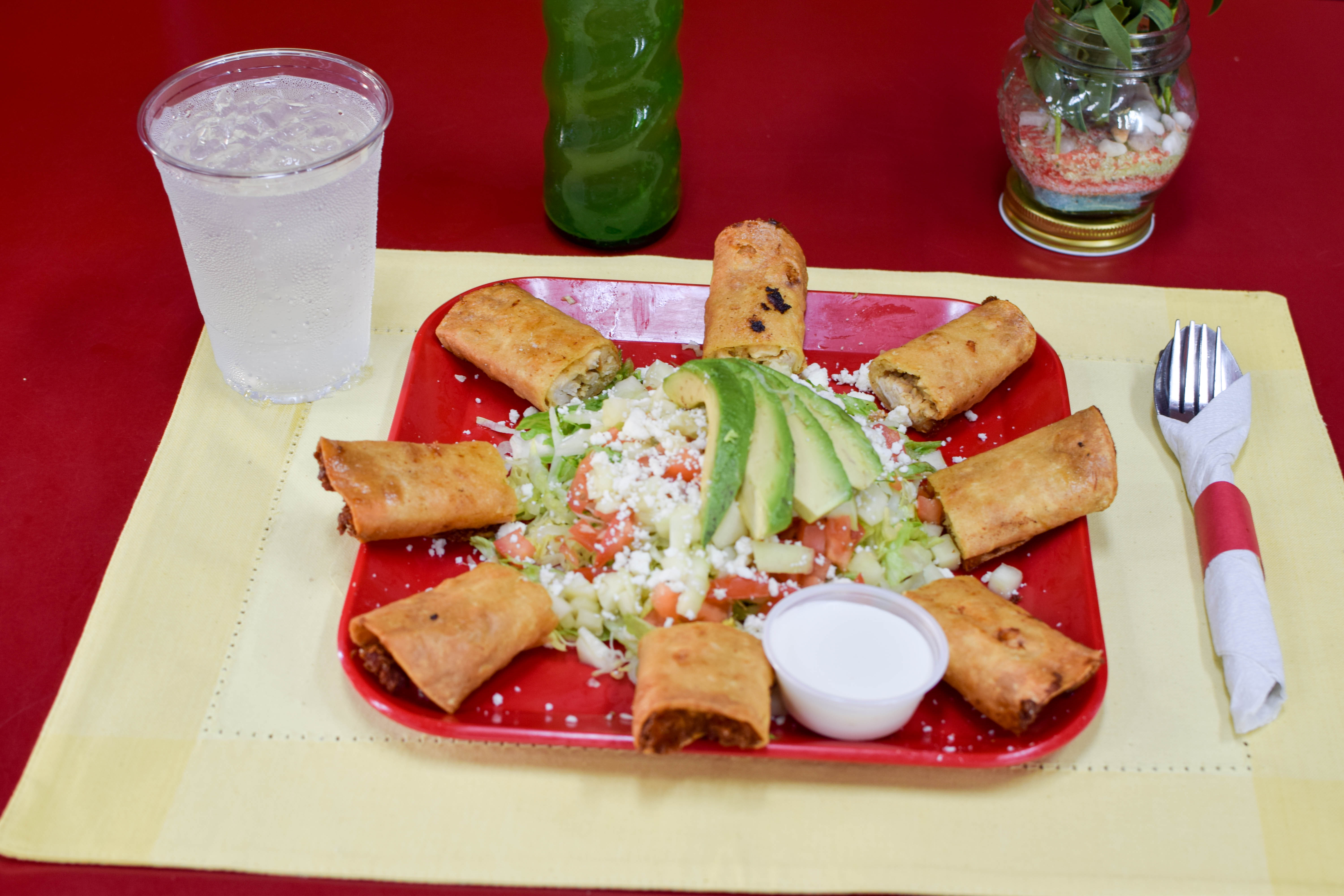 Order Tacos Dorados de Pollo food online from Antojitos Mexicanos Los Primos store, Yonkers on bringmethat.com