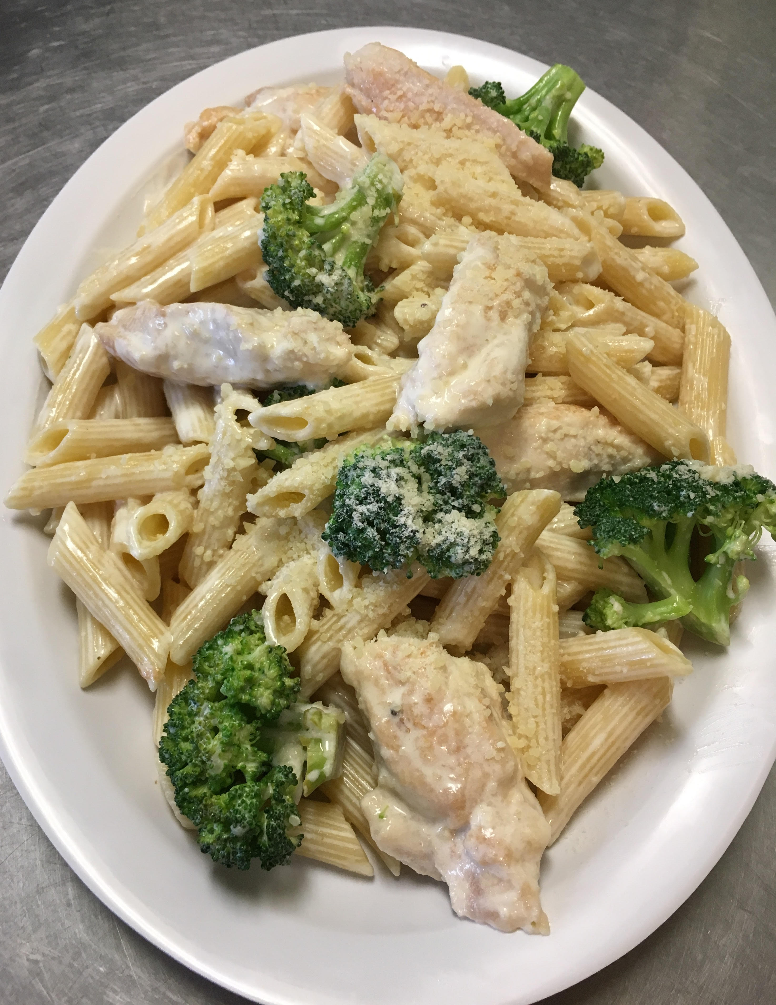 Order Chicken, Broccoli and Ziti with Alfredo Sauce food online from Iris Restaurant   store, Medford on bringmethat.com
