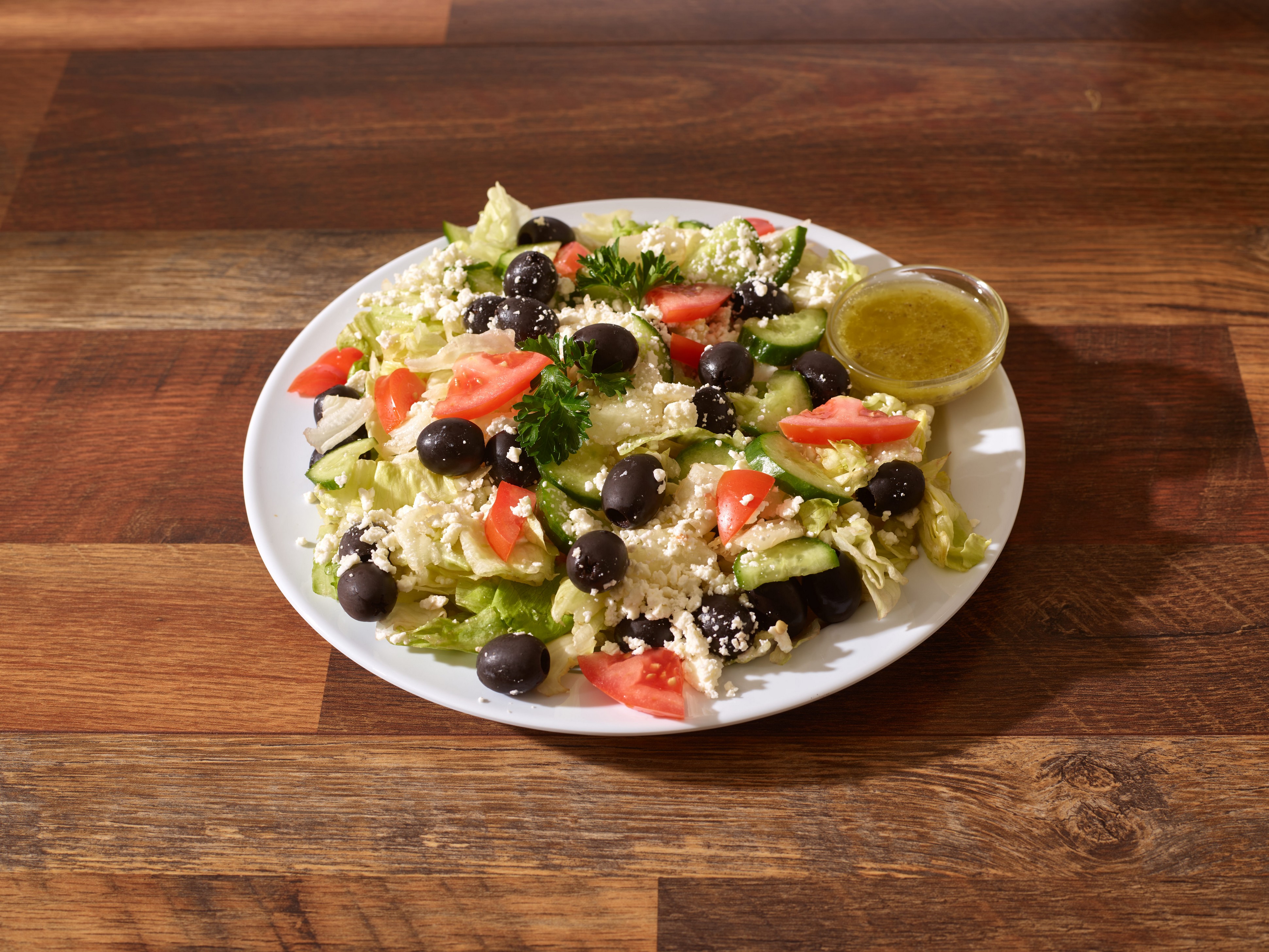 Order Greek Salad food online from Zaky Mediterranean Grill store, Fontana on bringmethat.com