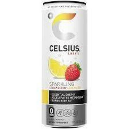 Order Celsius - Sparkling Strawberry Lemonade food online from IV Deli Mart store, Goleta on bringmethat.com