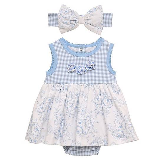 Order Baby Starters® Newborn 2-Piece Roses Bodysuit with Skirt and Headband Set in Blue food online from Bed Bath & Beyond store, Lancaster on bringmethat.com