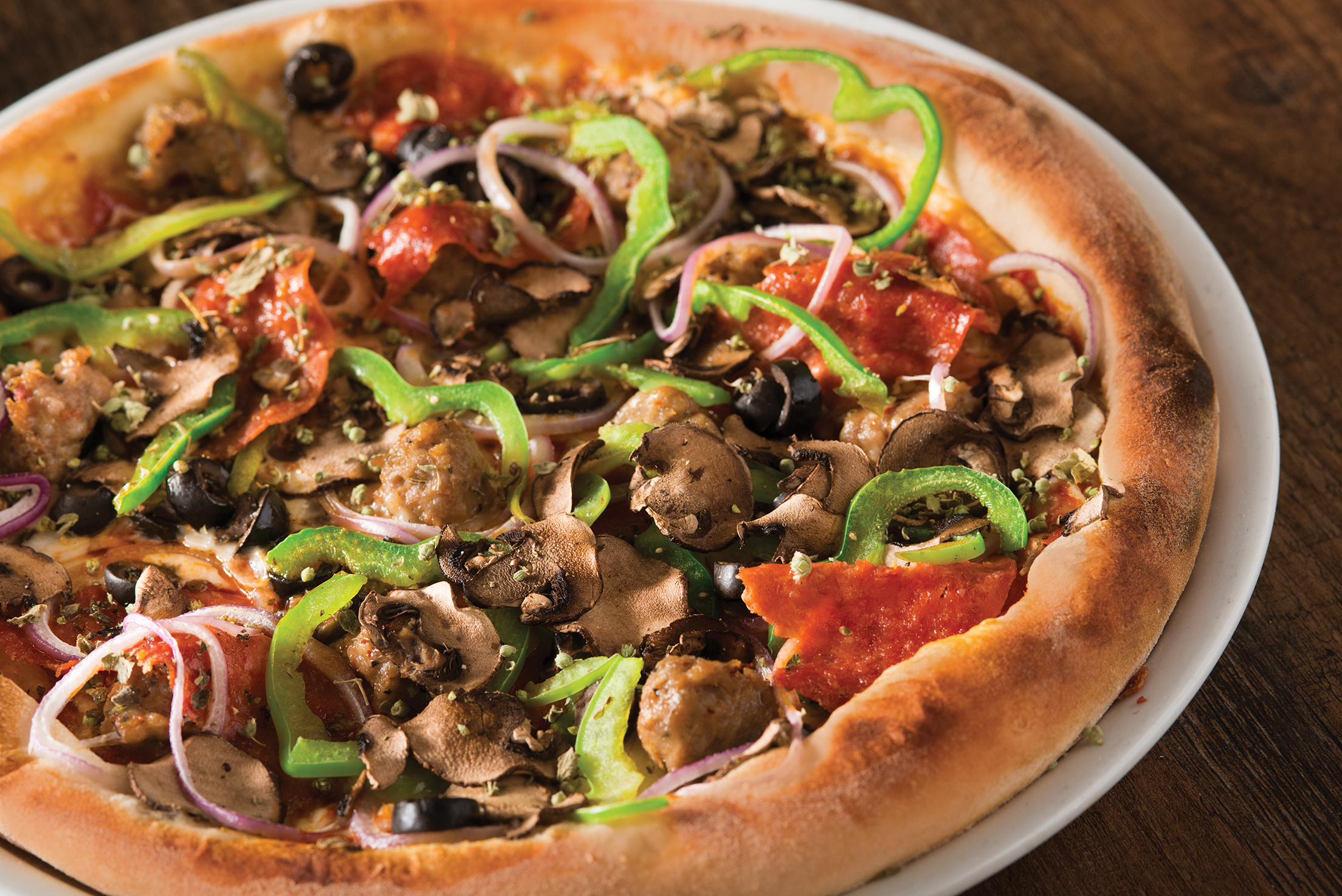Order The Works Pizza food online from California Pizza Kitchen - River City Dr store, Jacksonville on bringmethat.com