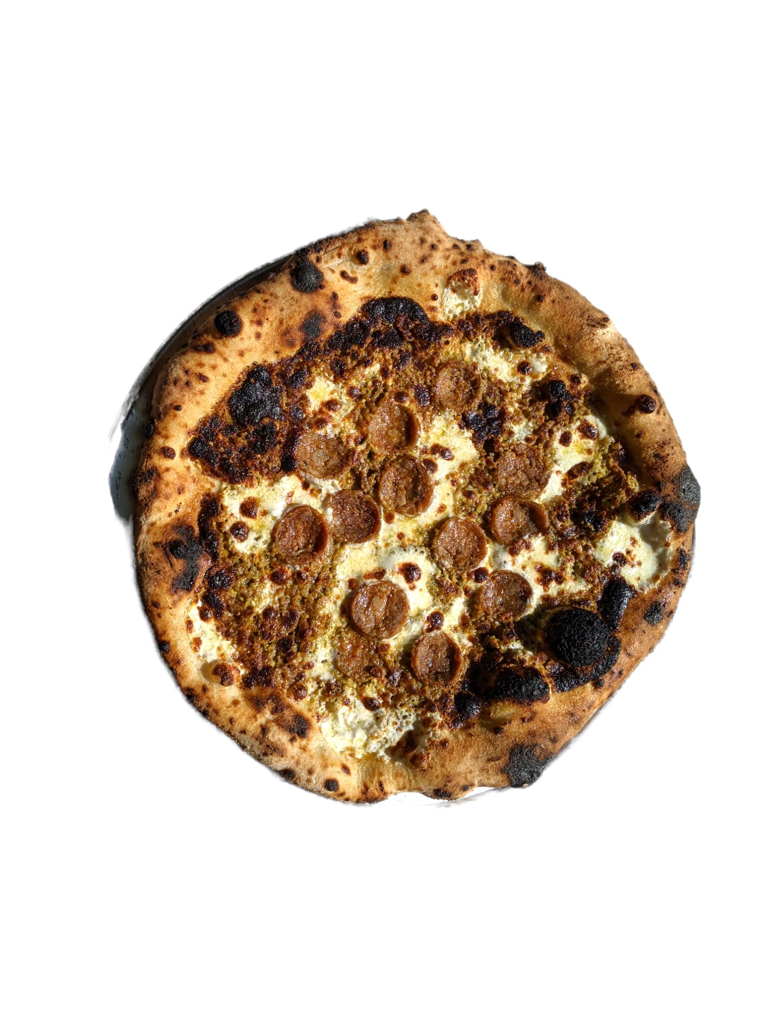 Order Salsiccio e Pistaccio Pizza - 12'' (6 Slices) food online from Mangia Macrina's Wood Fired Pizza store, New Hartford on bringmethat.com