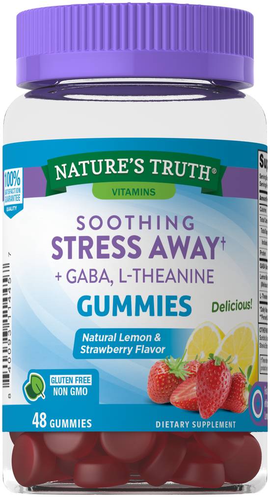 Order Nature's Truth Soothing Stress Away Plus Gaba & L-Theanine Gummies Natural Lemon Strawberry (48 ct) food online from Rite Aid store, Palm Desert on bringmethat.com