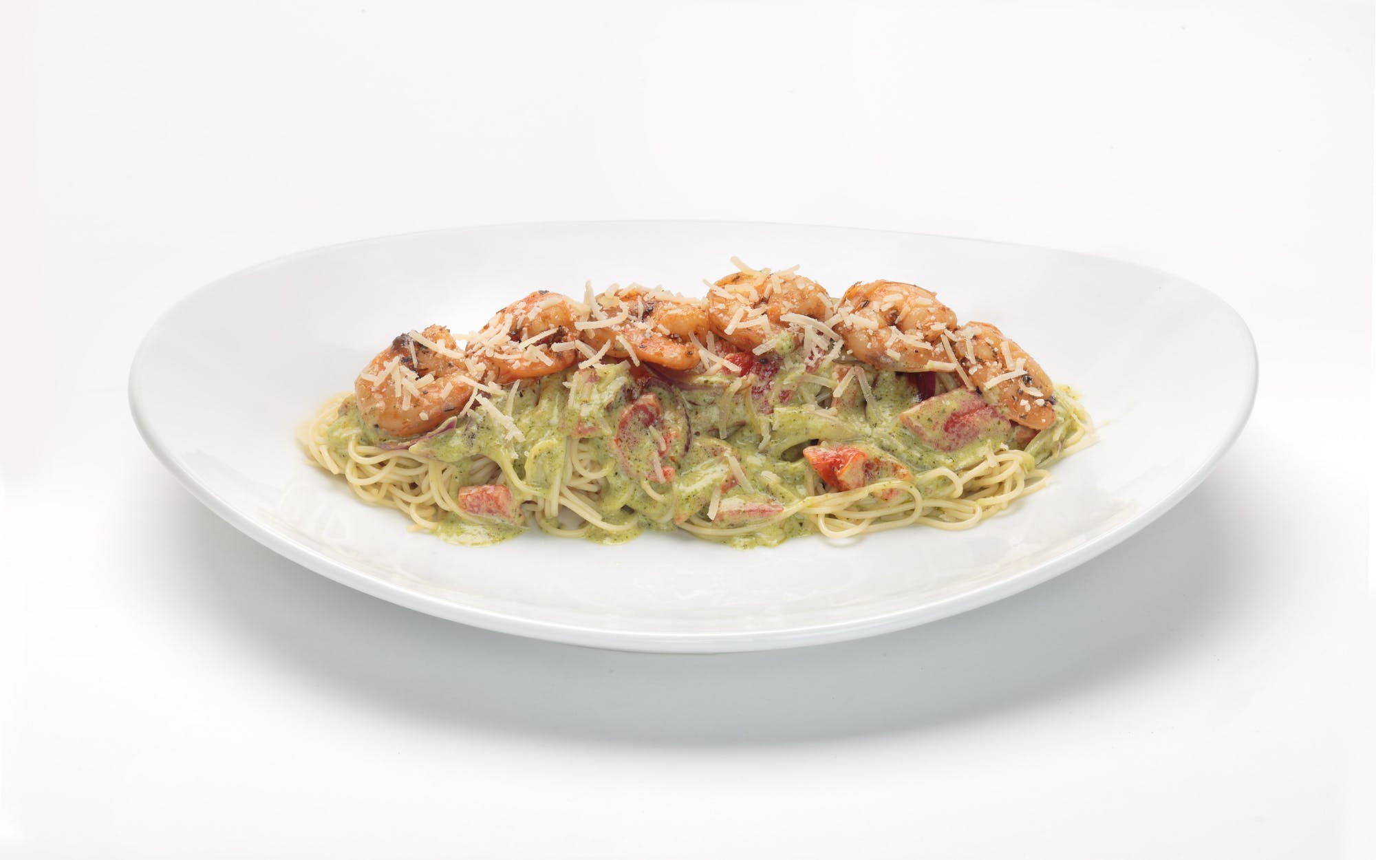 Order Pesto Shrimp Pasta - Pasta food online from Oggi Sports | Brewhouse | Pizza store, Mission Viejo on bringmethat.com