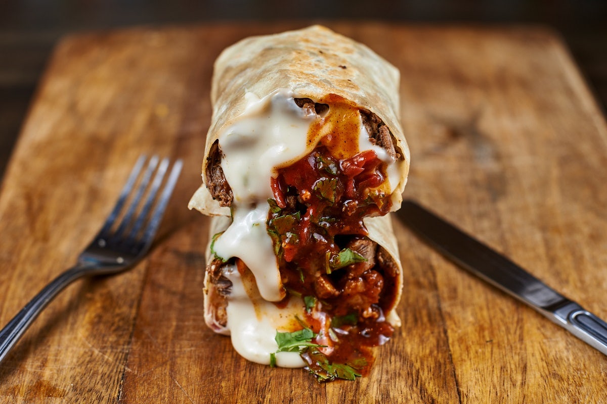 Order Steak n’ Cheesy Chipotle Burrito food online from Spitfire Tacos store, San Diego on bringmethat.com