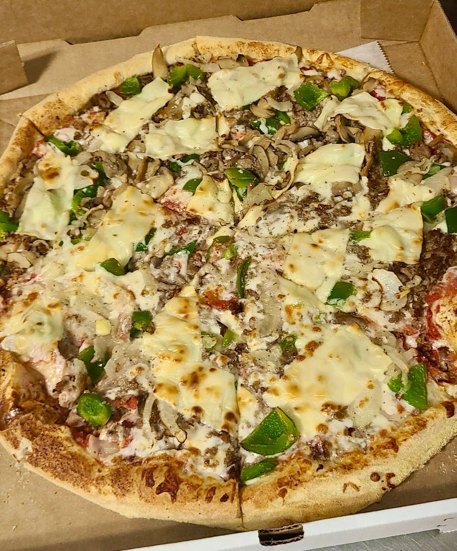 Order Steak Special Pizza - Large 16'' food online from Rox 52 store, Plymouth on bringmethat.com