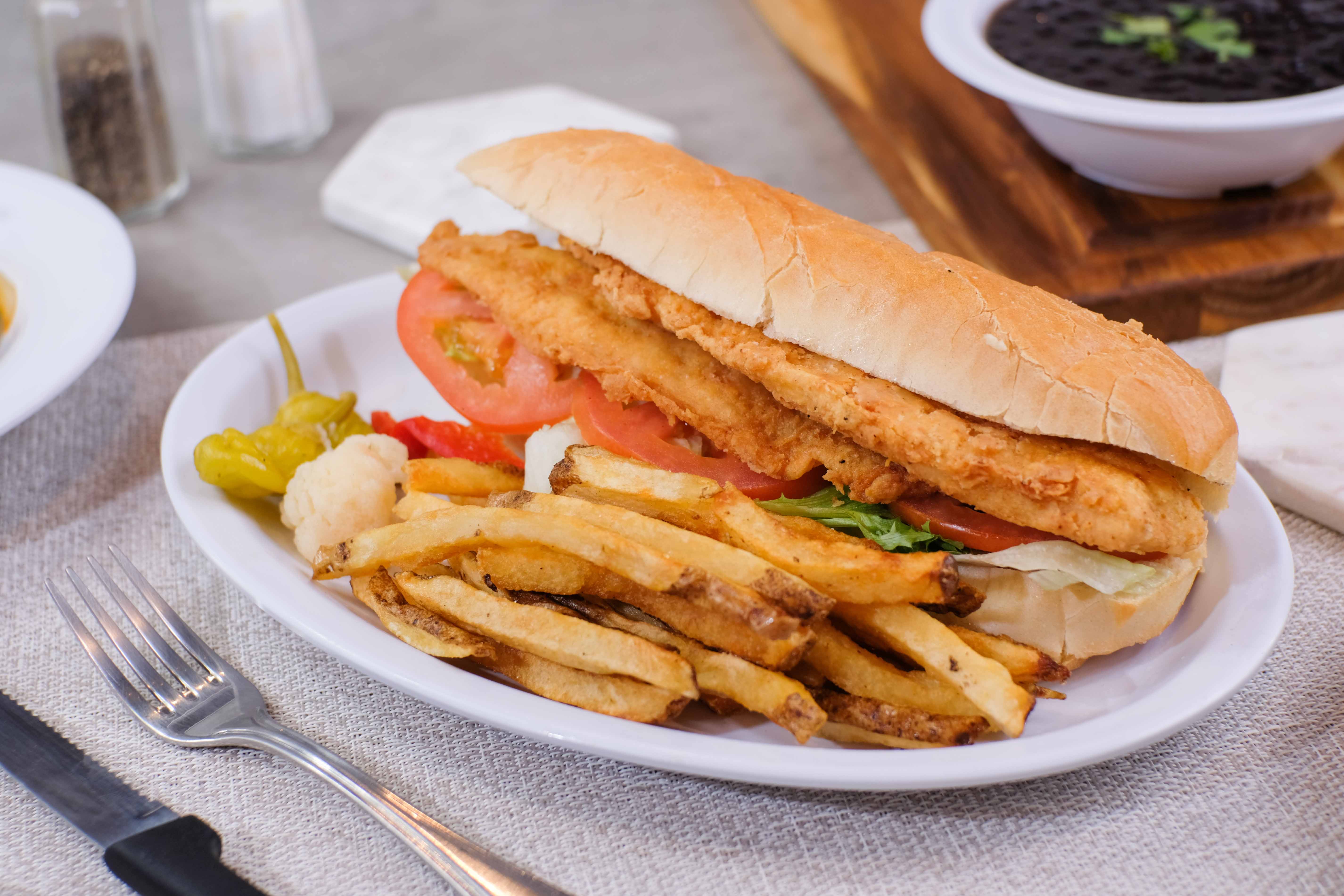Order Fried Fish Sandwich food online from Pork Chop Bbq- store, Middlesex on bringmethat.com