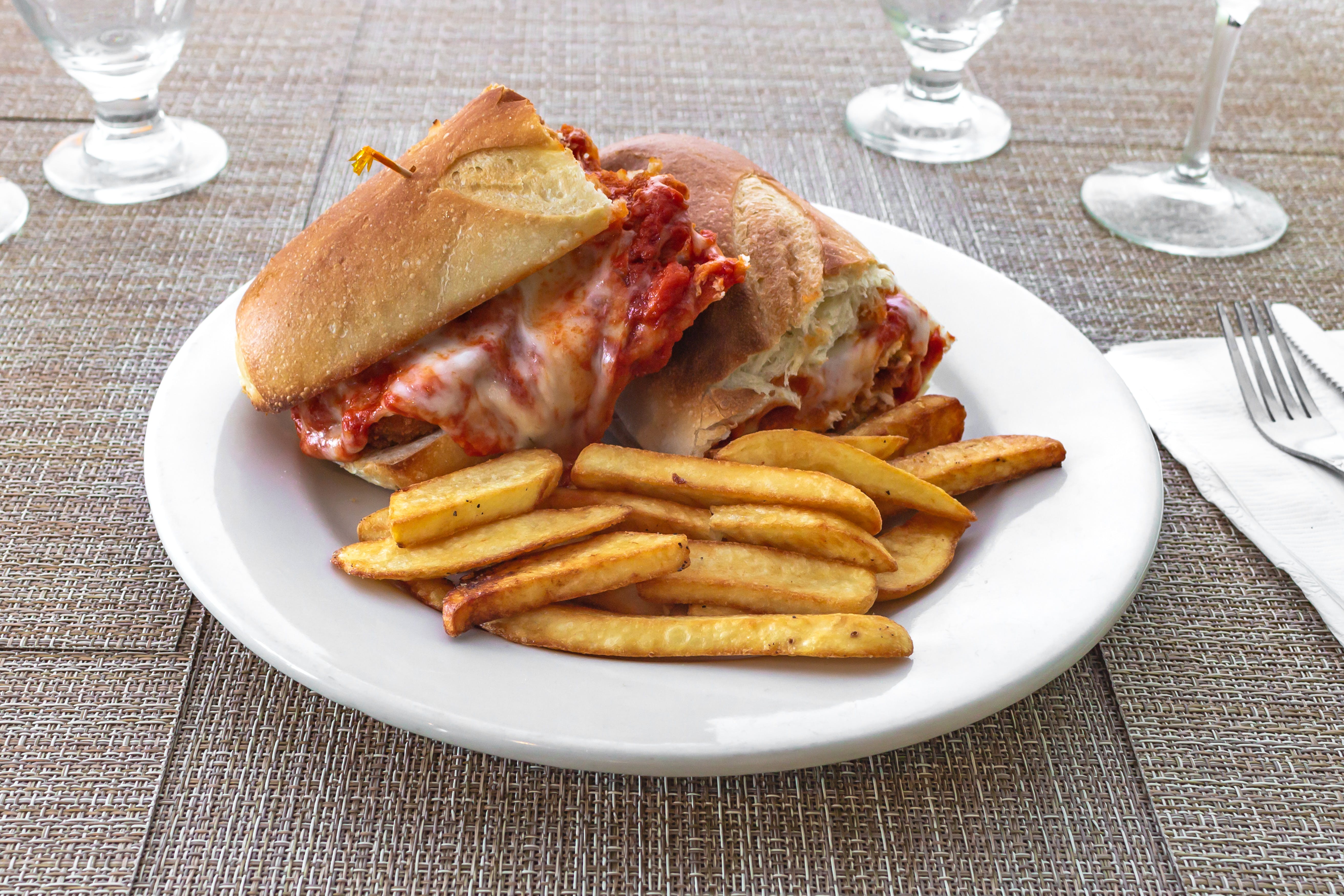Order Chicken Parmigiana Sandwich - 10" food online from Gallery Bistro store, Clifton on bringmethat.com