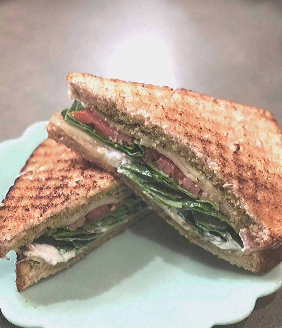 Order Pepper Jack Pesto Sandwich food online from Gingersnaps Coffehouse & Cafe store, Terre Haute on bringmethat.com