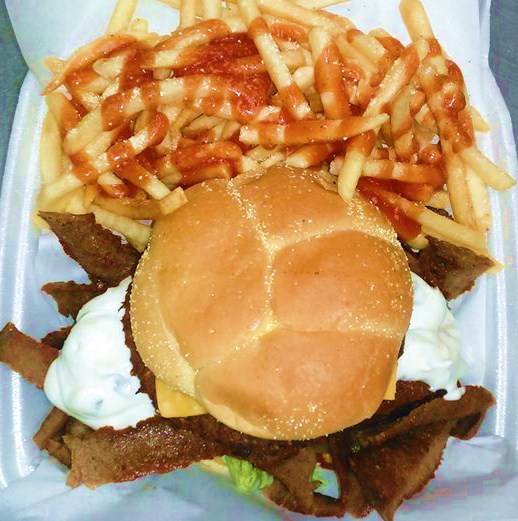 Order Single Gyros Cheese burger food online from Nadia Fish & Chicken store, Chicago on bringmethat.com