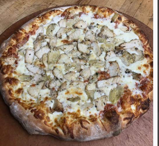 Order Mario's Chicken Artichoke Pizza food online from Giannis Pizza store, Monterey on bringmethat.com