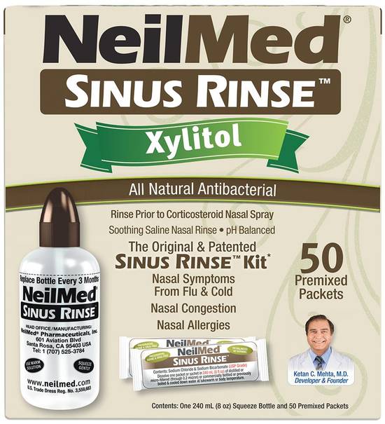 Order NeilMed Sinus Rinse Kit with Xylitol1 Squeeze Bottle & 50 Premixed Packets (1 ct) food online from Rite Aid store, BETHEL PARK on bringmethat.com