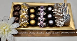 Order Elegant gold truffle gift set food online from Twisted Gourmet Chocolates store, Passaic on bringmethat.com
