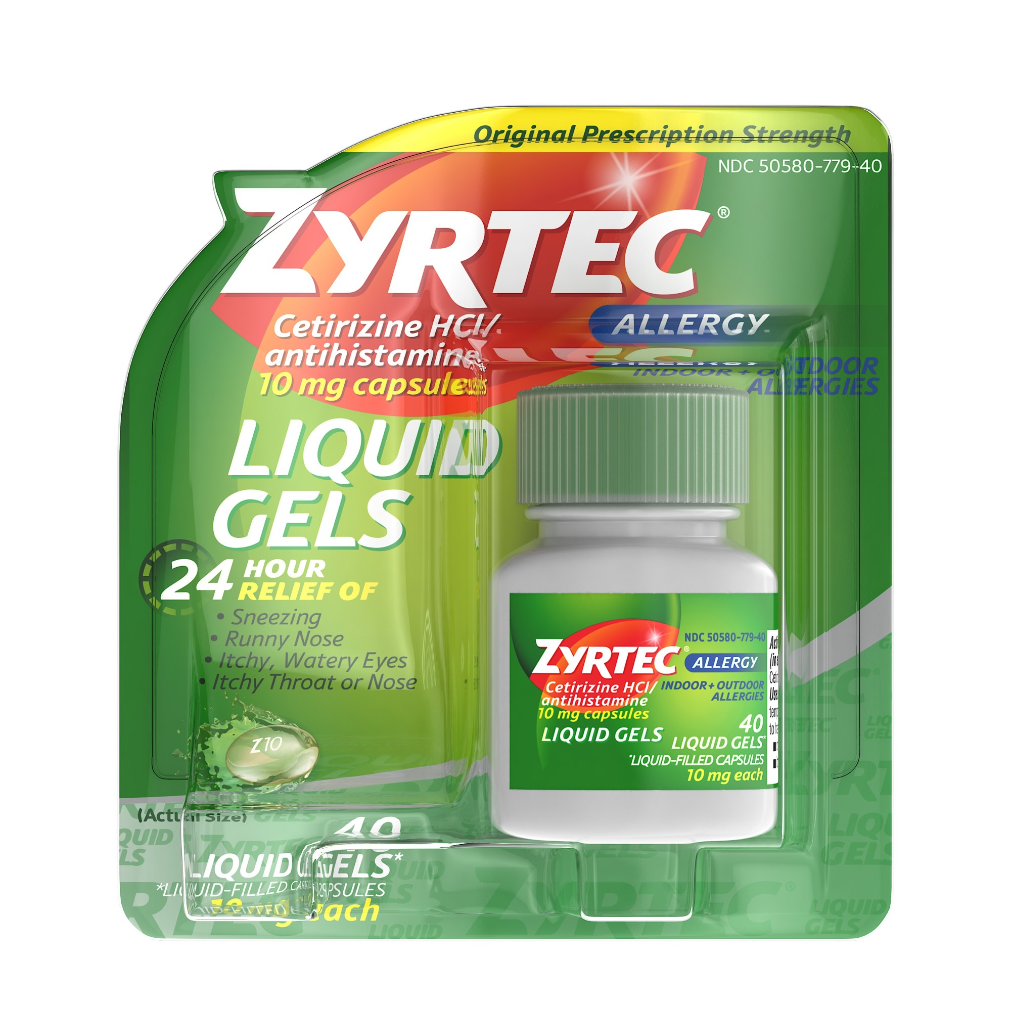 Order Zyrtec 24-Hour Allergy Relief Antihistamine - Liquid Gels, 40 ct food online from Rite Aid store, MILLER PLACE on bringmethat.com