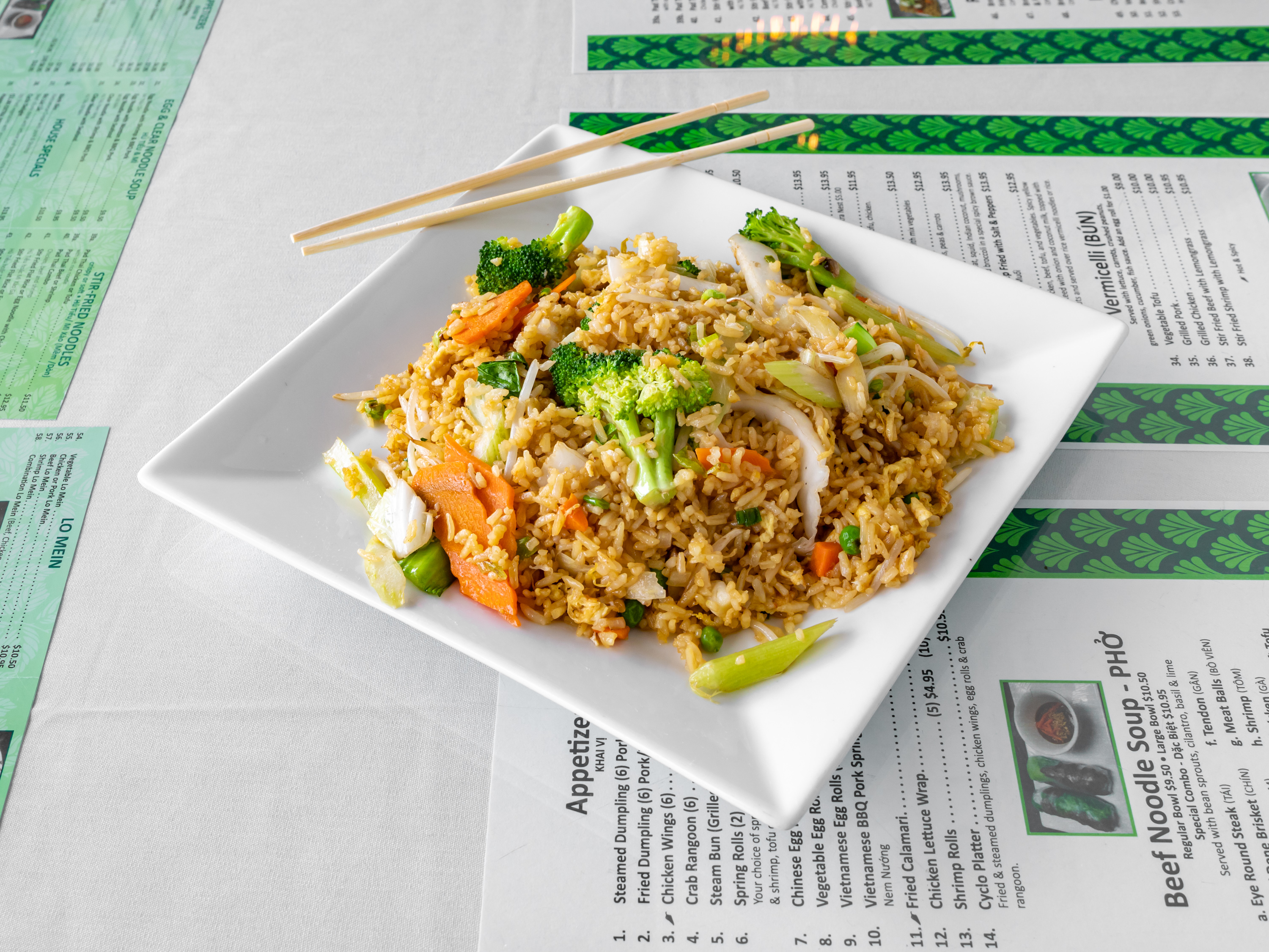 Order 50. Vegetable Fried Rice food online from Cyclo Restaurant store, Austin on bringmethat.com