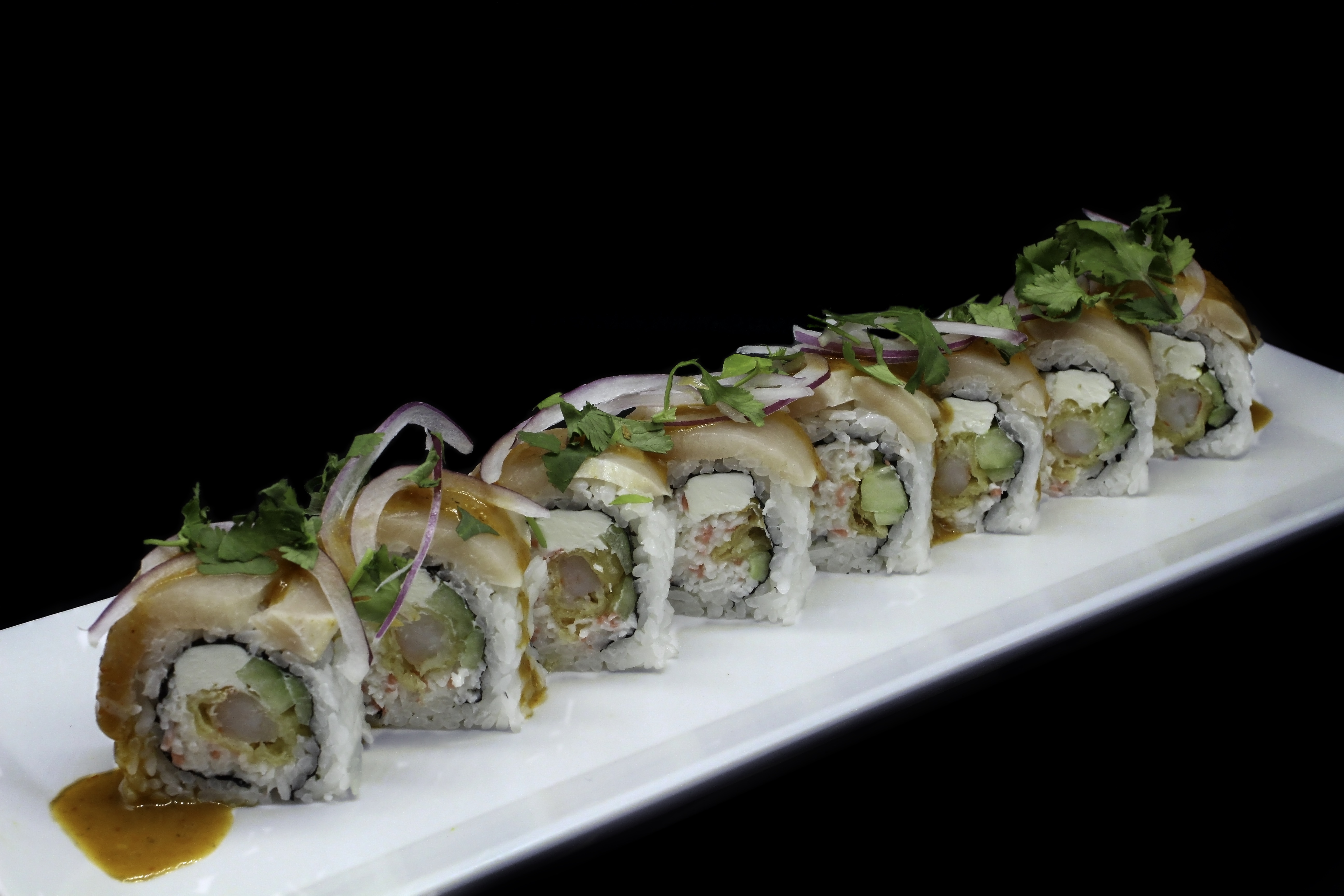 Order 8. Cilantro Albacore Roll food online from Papa Sushi & Roll store, Covina on bringmethat.com