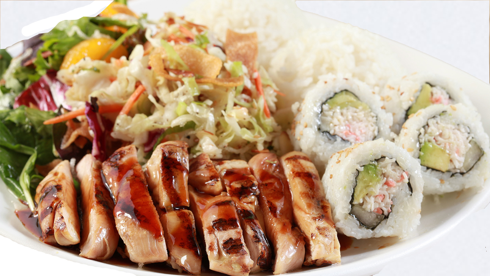 Order Chicken and California Roll Combo Plate food online from Sansai Japanese Grill store, Burbank on bringmethat.com