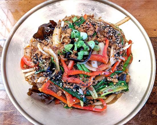 Order Glass Noodle Fire Chicken Japchae (치킨 잡채) food online from Spoon sticks store, Massapequa on bringmethat.com