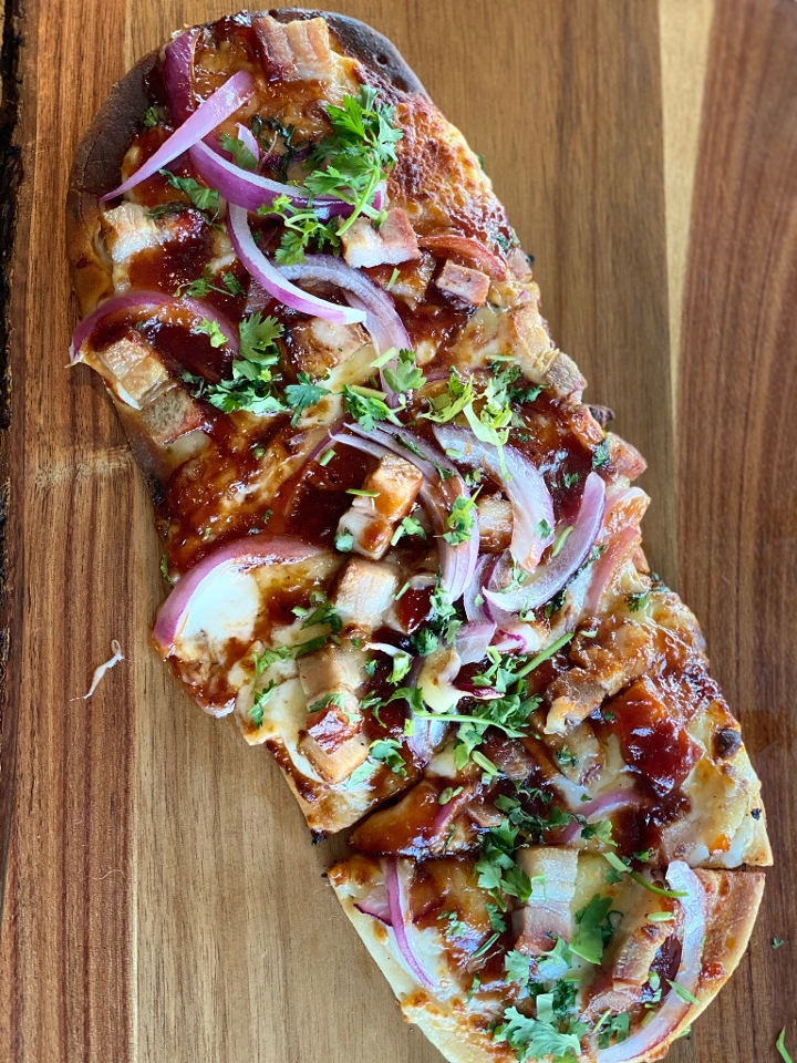 Order BBQ Pork Belly Flatbread food online from Slaters 50/50 store, Fresno on bringmethat.com