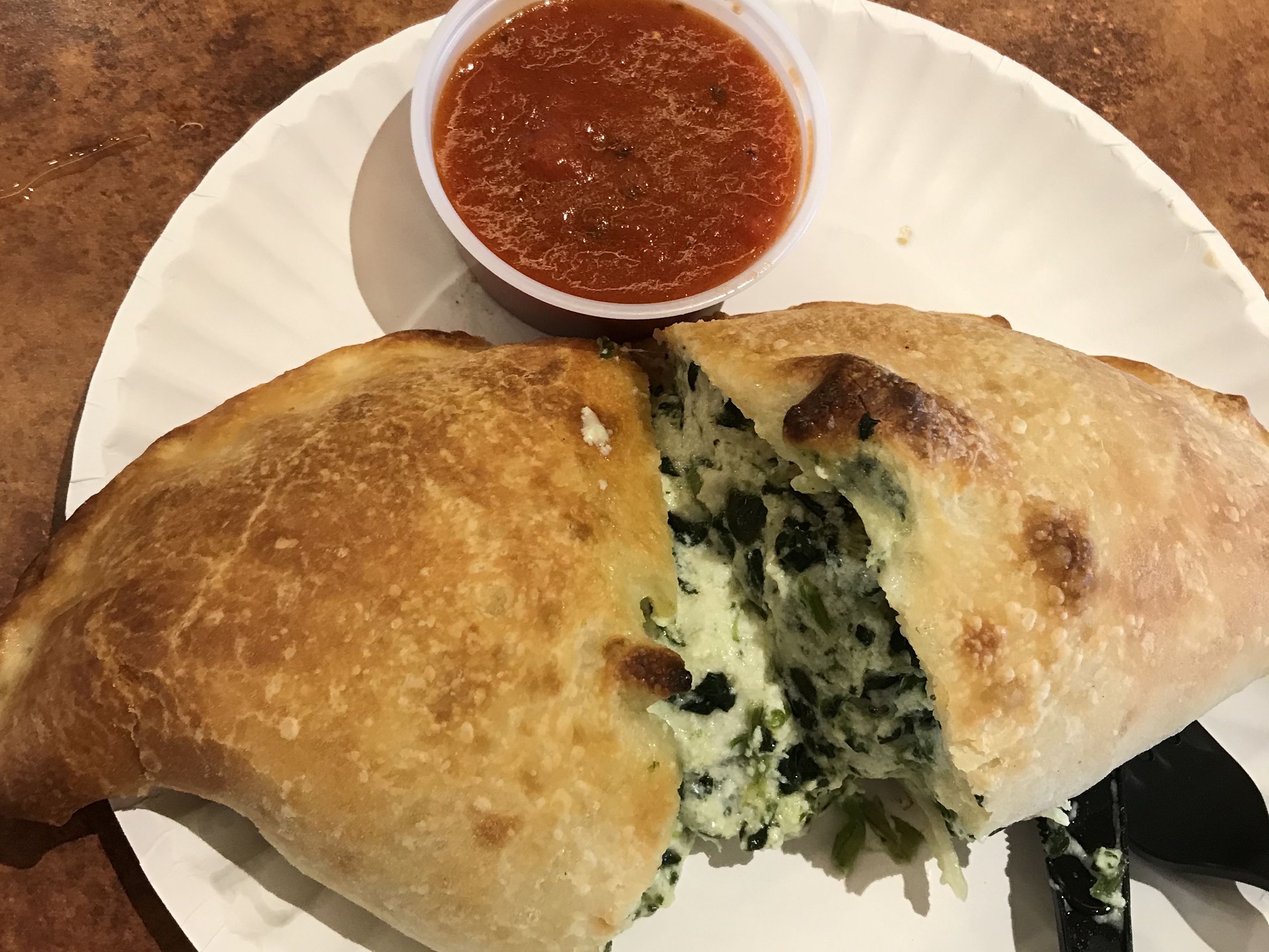 Order Favorite Spinach Calzone w/ Side Marinara food online from Tony & Bruno store, Northbrook on bringmethat.com