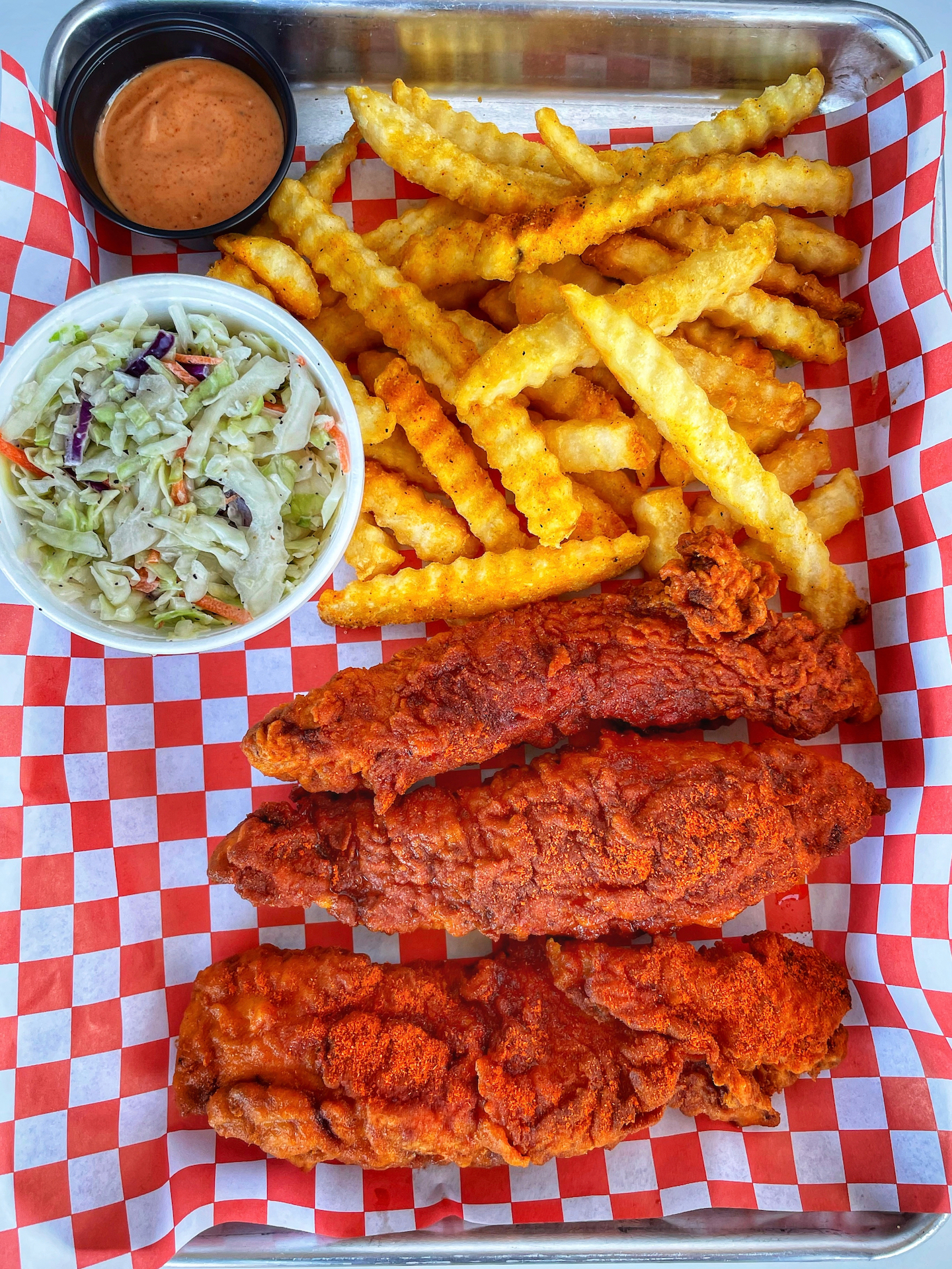 Order 3 Pieces with Fries and Slaw food online from The Kluckin Chicken store, Glendale on bringmethat.com