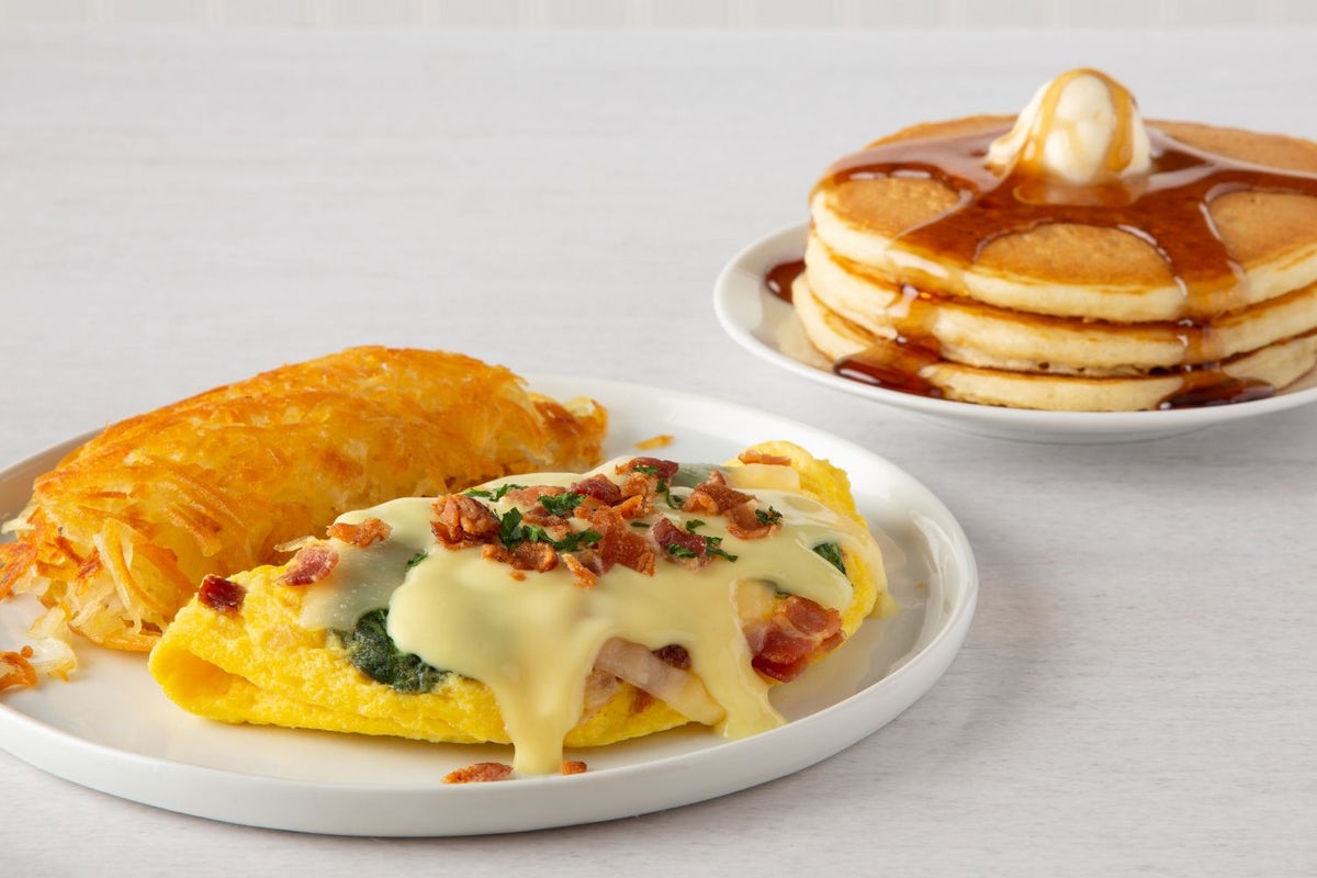 Order Fresh Spinach & Bacon Omelette* food online from Village Inn store, Colorado Springs on bringmethat.com