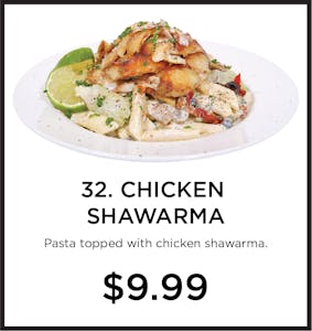 Order 32. Chicken Shawarma Pasta food online from Mystic Grill store, La Mesa on bringmethat.com