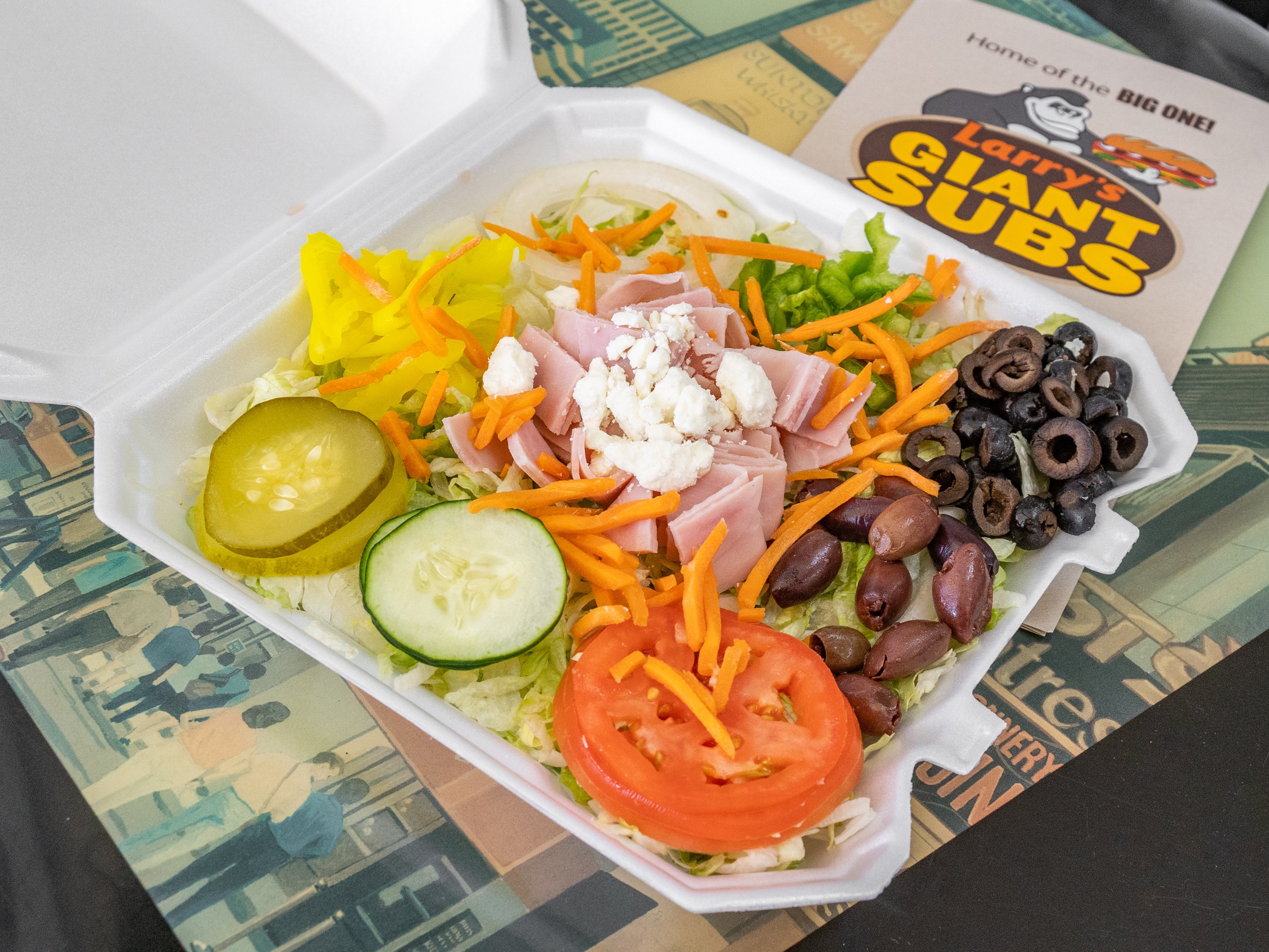 Order Larry's Famous Greek Salad food online from Larry's Giant Subs on Abercorn St. store, Savannah on bringmethat.com