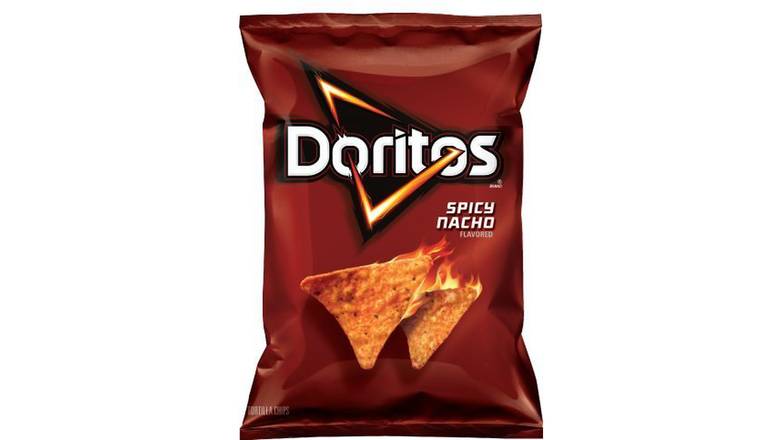 Order Doritos Spicy Nacho Tortilla Chips food online from Trumbull Mobil store, Trumbull on bringmethat.com