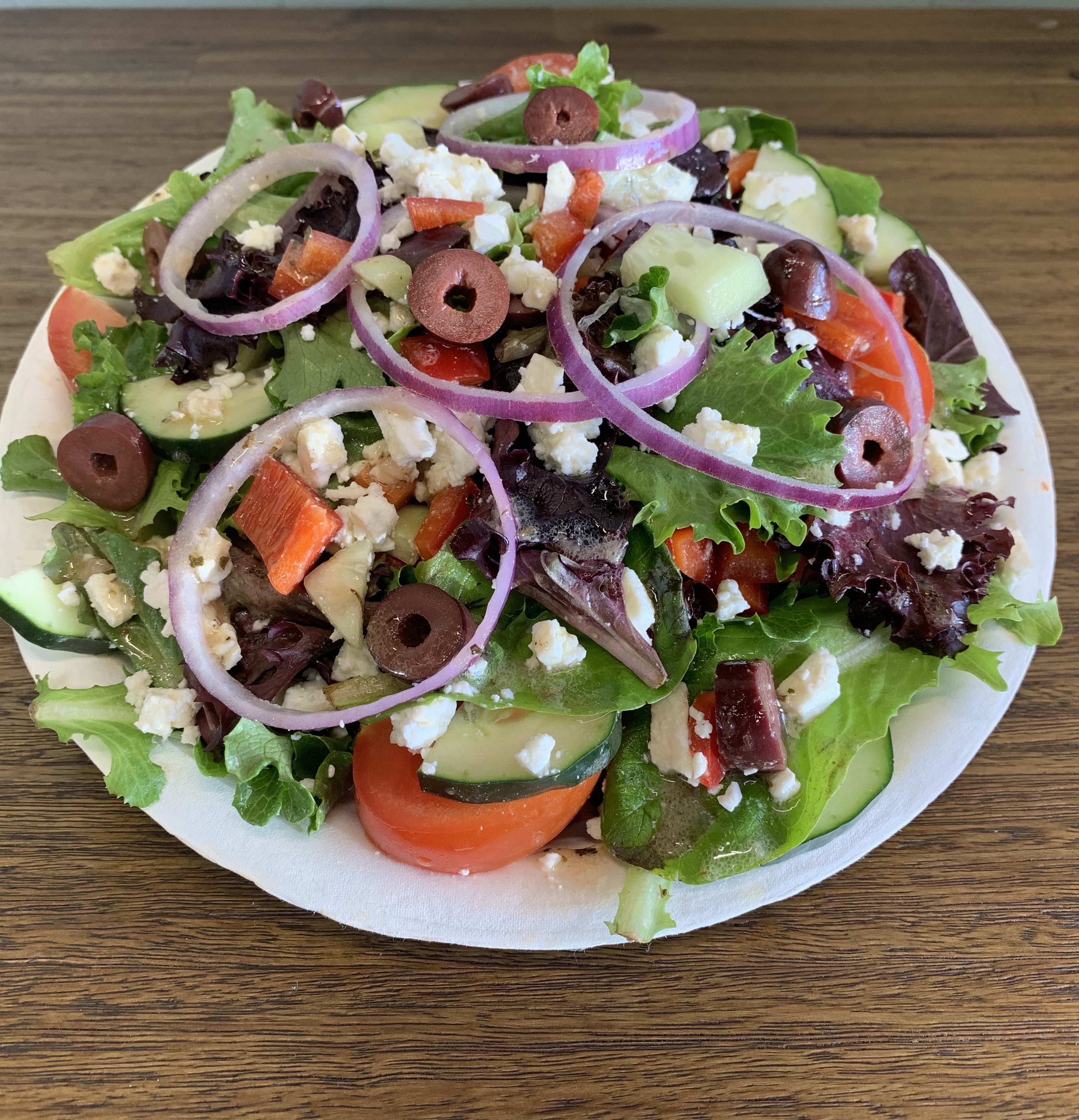 Order Greek Salad food online from Cristino Bakery store, Goleta on bringmethat.com